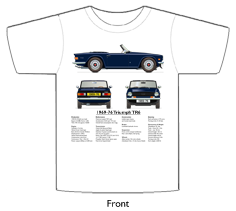 Triumph TR6 1969-76 Blue (disc wheels) T-shirt Front